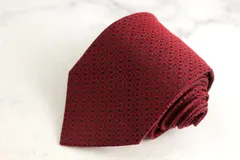 ドミニクフランス スター ブランド ネクタイ チェック柄 シルク フランス製 PO メンズ レッド Dominique France Star 【中古】