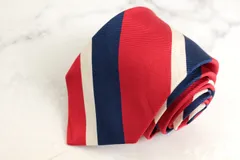 ブリューワー ブランド ネクタイ ストライプ柄 シルク コットン イタリア製 PO メンズ レッド BREUER 【中古】