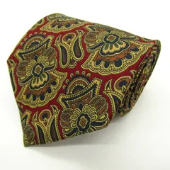 ジュンアシダ ブランド ネクタイ 総柄 ペイズリー 幾何学模様 シルク PO メンズ ワインレッド jun ashida 【中古】