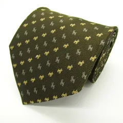 ジュンコシマダ ブランド ネクタイ 小紋柄 動物柄 犬 シルク PO メンズ カーキ JUNKO SIMADA 【中古】