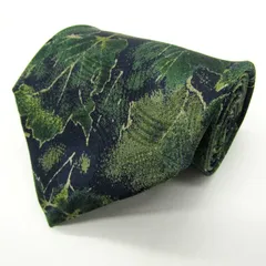 ニコル ブランド ネクタイ 総柄 リーフ柄 シルク PO メンズ ネイビー NICOLE 【中古】