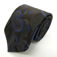 ダーバン ブランド ネクタイ 総柄 ペイズリー 幾何学模様 シルク イタリア製 PO メンズ ブラウン Durban 【中古】