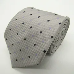 スポルディング ブランド ネクタイ チェック柄 ドット 格子柄 シルク PO メンズ グレー SPALDING 【中古】