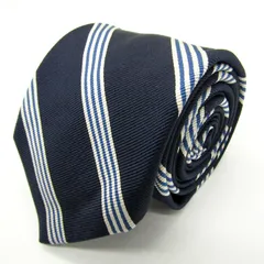 メーカーズシャツ鎌倉 ブランド ネクタイ ストライプ柄 シルク 綿 伊製 PO メンズ ネイビー MAKER'S SHIRT KAMAKURA 鎌倉ｼｬﾂ 【中古】