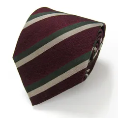 ヒルトン ブランド ネクタイ ストライプ柄 コットン シルク イタリア製 PO メンズ ワインレッド HILTON 【中古】