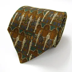 サルヴァトーレフェラガモ ブランド ネクタイ 風景柄 動物柄 馬 シルク 伊製 PO メンズ ブラウン Salvatore Ferragamo 【中古】