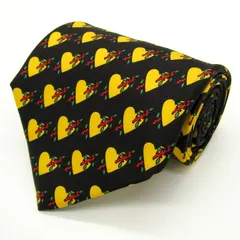 カステルバジャック ブランド ネクタイ 総柄 ハート柄 シルク イタリア製 PO メンズ ブラック JC de CASTELBAJAC 【中古】