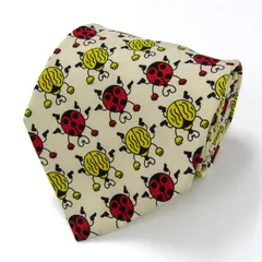 カステルバジャック ブランド ネクタイ てんとう虫 昆虫 総柄 シルク イタリア製 PO メンズ オフホワイト JC de CASTELBAJAC 【中古】