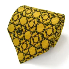 ヴァレンティノ ガラヴァーニ ブランド ネクタイ チェック柄 ドット柄 シルク 伊製 PO メンズ イエロー VALENTINO GARAVANI 【中古】