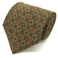 クリスチャンディオール ブランド ネクタイ 総柄 ペイズリー 幾何学模様 シルク PO メンズ カーキ Christian Dior 【中古】