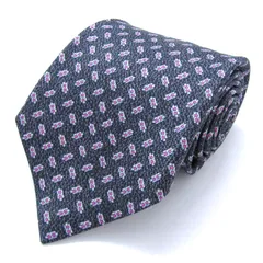 ブルガリ ブランド ネクタイ セッテピエゲ 小紋柄 格子柄 シルク イタリア製 PO メンズ ネイビー BVLGARI 【中古】