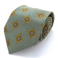 イヴ・サンローラン ブランド ネクタイ YSL チェック柄 小紋柄 格子柄 シルク PO メンズ カーキ YVES SAINT LAURENT 【中古】