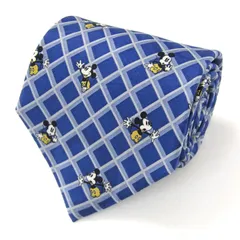 ディズニー ブランド ネクタイ ミッキー チェック柄 キャラクター柄 格子柄 シルク PO メンズ ネイビー Disney 【中古】
