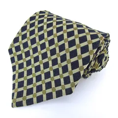 エルメネジルドゼニア ブランド ネクタイ チェック柄 ドット 格子柄 シルク PO メンズ ネイビー Ermenegildo Zegna 【中古】