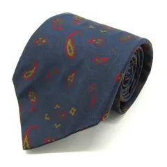 エトロ ブランド ネクタイ 総柄 ペイズリー 幾何学模様 シルク PO メンズ ネイビー ETRO 【中古】