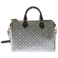 LOUIS VUITTON (ルイヴィトン) モノグラムミニラン スピーディ30 2WAY レザーハンドバッグ ショルダーバッグ グレー/ネイビー M56703