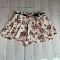 ト2511-⑥-5438 コルザ　C•O•L•Z•A 花柄キュロット　ミニスカート　アイボリー　S