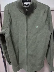 ラコステ オリーブ色 ニット ジップアップ カーディガン