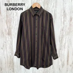 BURBERRY LONDON バーバリーロンドン ストライプ 総柄 BD ボタンダウン 長袖 シャツ ブラウン メンズ トップス