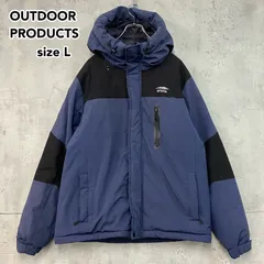 OUTDOOR PRODUCTS L ダウンジャケット 中綿 ブルゾン バイカラー 防寒着 アウター ネイビー ブラック アウトドア プロダクツ カジュアル アメカジ 古着 Mix ★ ◇■