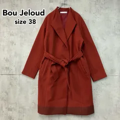 Bou Jeloud ブージュルード 美品 秋冬物 コクーンコート ガウンコート ベルト付き ロングコート 赤茶色 ブラウン M 38サイズ ドロップショルダー ゆったりサイズ オーバーサイズ ウール混 2トーンカラー ★ ◆■