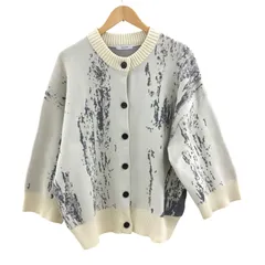 ZM1668 JEANASIS ジーナシス ツートンマーブルニットカーディガン アイボリー×グレー サイズF ワイドスリーブ