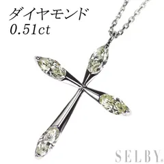 K18WG ダイヤモンド ペンダントネックレス 0.51ct クロス