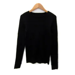 スピック&スパン Spick&Span リブニット カットソー 長袖 ラウンドネック 無地 黒 ブラック /SY46