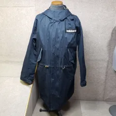 adidas フード付きロングジャケット ウエストドローコード付き ネイビー u7094s