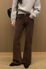 ブラウン コーデュロイパンツ