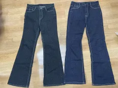 新品)デニム セミフレア セミブーツカット ウール もち パンツ ブラックデニム/インディゴデニム