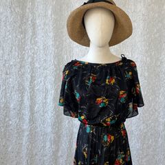 美品☆マカフィー フレンチスリーブ シャツワンピース ギャザー バンド 