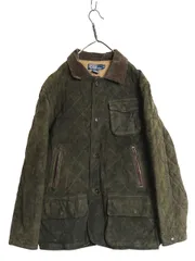 【お得なクーポン配布中!】 00s ★ ポロ ラルフローレン オイルド 本革 スウェード レザー フィールド ジャケット メンズ M 革ジャン ハンティング ハーフコート 中綿