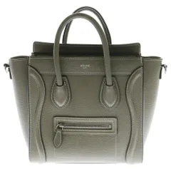 CELINE (セリーヌ) ラゲージ ナノ 2WAYバッグ ハンドバッグ ミニトートバッグ ショルダーバッグ ブラウン シルバー金具 グレー レザー 189243