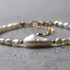 淡水パール バロック真珠 天然石アクセサリー お守り 6月の誕生石 パワーストーン ブレスレット　- suzukaze22