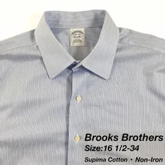 【16 1/2-34】Brooks Brothers ワイドカラーシャツ / Non-Iron Supima Cotton / Stripe / メンズ L相当