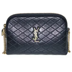 SAINT LAURENT PARIS (サンローランパリ) キルティング チェーンショルダーバッグ ミニバッグ ブラック ゴールド金具 レザー 733667