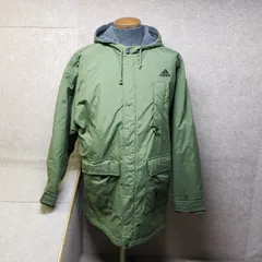 adidas 中綿ジャケット フード付き ロゴ刺繍 カーキ系 表記サイズ：L