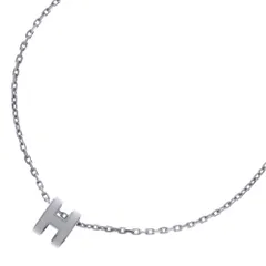 HERMES (エルメス) ミニ ポップ H アッシュ ロゴ ペンダント チェーン ネックレス ホワイト/シルバー