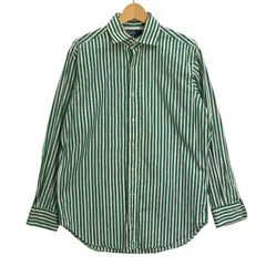 90's/90年代ヴィンテージ POLO by Ralph Lauren/ポロバイラルフローレン ストライプシャツ 長袖 シャツ ボタンダウン オーバーサイズ ビッグシルエット CHINA製 メンズ 15 1/2 グリーン/ホワイト