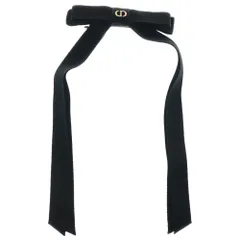 Christian Dior (クリスチャンディオール) CDロゴ リボン バレッタ ヘアアクセサリー ヘアクリップ ブラック ゴールド金具