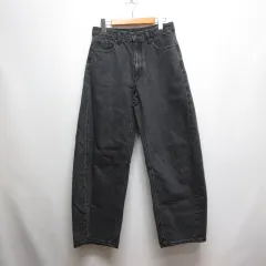 ジーユー GU バレルレッグ ジーンズ L 黒 ブラック デニム パンツ ジッパーフライ