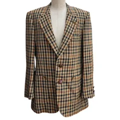 DAKS ダックス テーラージャケット チェック柄 ベージュ系 ウール メンズ