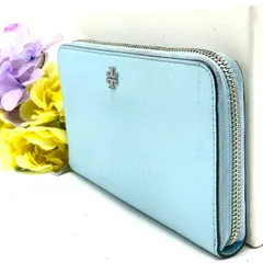 トリーバーチ 長財布 ラウンド サフィアーノ 水色 カード 小銭 FY145