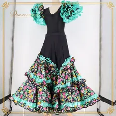 フラメンコ衣装　スペイン製ペイズリー柄ツーピース➕リボン付き フラメンコ衣装 スペイン製ペイズリー柄ツーピース➕リボン付き