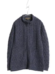 【お得なクーポン配布中!】 90s アイルランド製 INIS CRAFTS フルジップ フィッシャーマン ニット セーター レディース M / オールド メリノ ウール ジャケット アラン