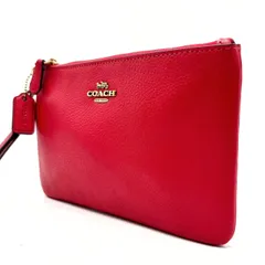 【良品】 COACH コーチ ポーチ ハンドバッグ コインケース レザー 革 レッド 赤 ユニセックス 男女兼用 メンズ レディース