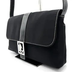 【良品】 Ralph Lauren ラルフローレン ショルダーバッグ トートバッグ ワンショルダーバッグ キャンバス レザー 革 ブラック 黒色 フラップ シルバー金具 ユニセックス 男女兼用 メンズ レディース