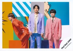 【中古】生写真(STARTO) Hey! Say! JUMP/有岡大貴・高木雄也・知念侑李/横型・膝上/アルバム「H+」MV＆ジャケ写オフショット/公式生写真