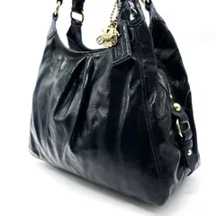 ✨良品✨ COACH コーチ マギー マディソン ショルダーバッグ トートバッグ ワンショルダーバッグ シグネチャー キャンバス パテントレザー ダークネイビー 黒紺色 ユニセックス 男女兼用 メンズ レディース